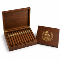Boîte à cigares rectangulaire en bois de qualité supérieure personnalisée avec logo en métal doré pour cigares faits à la main et stockage de cigares de luxe