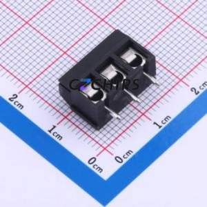 DB301V-5.0-3P-BK-S Screw Terminal Block Through hole Component (THT),P=5mm Connector 1x3P 5mm Black Through Hole - Product Image 2