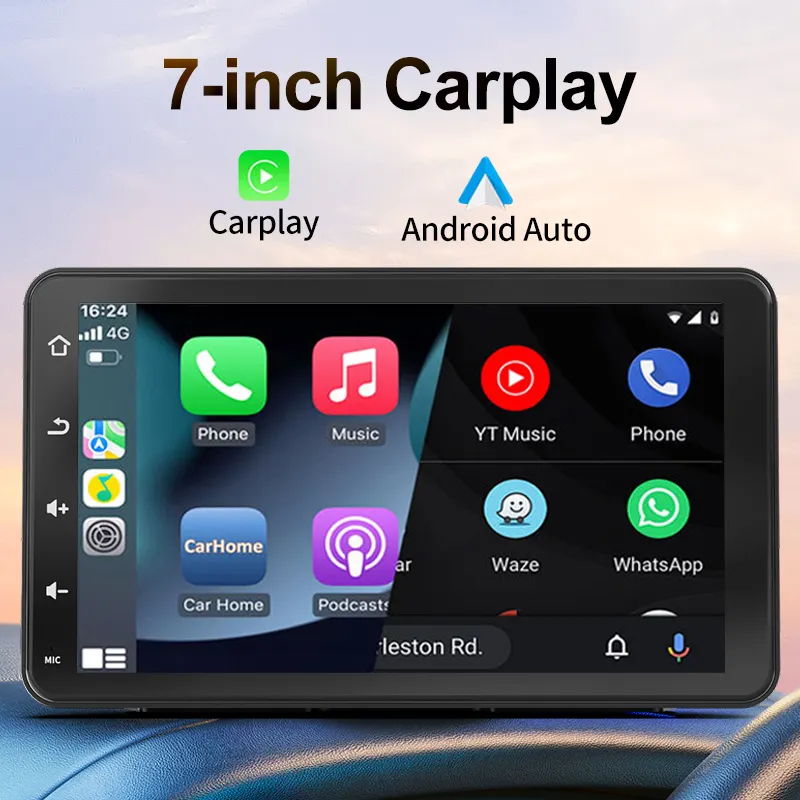 9 인치 7 인치 차양 IPS 터치 스크린 스테레오 MP5 플레이어 휴대용 무선 Android 자동 및 데스크탑 용 Carplay 지원