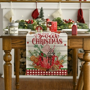 Ensemble de chemin de table de Noël en jacquard de style européen avec serviettes, décoration de table pour les fêtes de Noël - Product Image 2