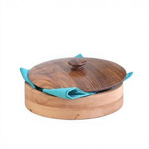 Solid Wood <b>Stackable</b> Flip Top Customized Chapati & Roti <b>Storage</b> <b>Box</b> Indian Bread Keeper Eco-Friendly Wedding Kitchenware - Product Image 1