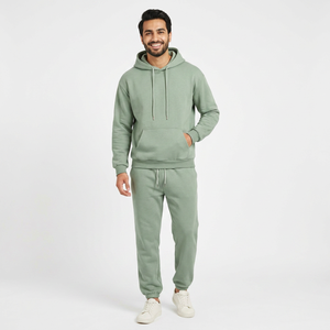 Conjunto Deportivo 2 en 1 con Capucha y Logotipo Personalizado de Alta Calidad, 100% Algodón French Terry, Pantalones Casuales de Invierno para Hombre - Product Image 1