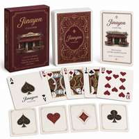 Cartes à jouer publicitaires personnalisées pour restaurant français, pelliculage mat, coins arrondis, écologiques, durables, promotionnelles pour la famille