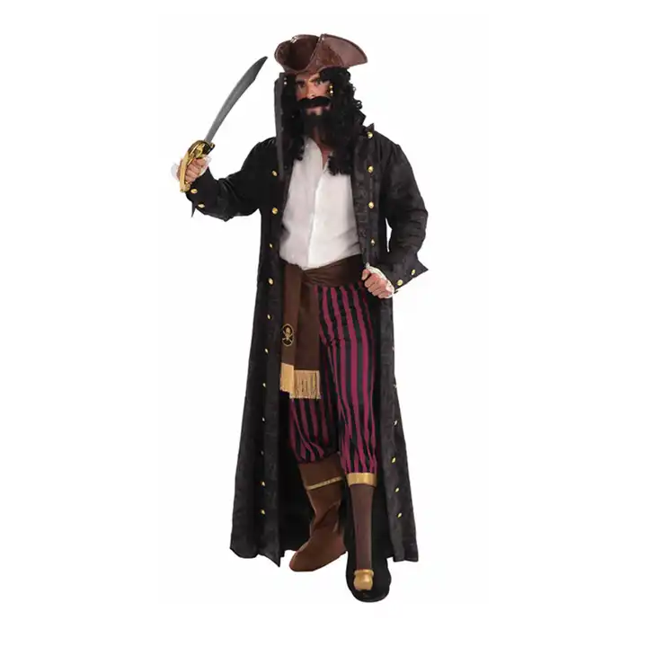 Fantasia Masculina Capitão Pirata Festa Halloween Carnaval
