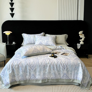Parure de couette d'été Ulrich Tencel 100S, motif imprimé numérique plantes et fleurs, housse de couette climatisante pour lit simple ou double - Product Image 5