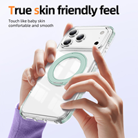 Coque de téléphone portable en acrylique transparent Leyi pour iPhone 17 Pro Max 16 15 14 13 Plus, avec support magnétique sans fil et anneau de maintien