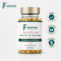 Capsules de Vitamine D3 K2 B12 à Marque Blanche 250mcg MK7 – Complément Alimentaire Énergisant pour Femmes – 60 Gélules Molles