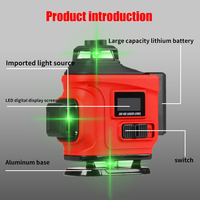 Commande urgente 360 Laser croix verte auto-nivelant 4D machines-outils d'extérieur 2 batteries nivellement du béton puissance rotative LDL01