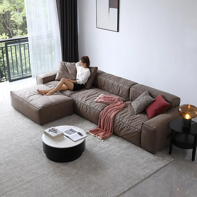 Mobili da soggiorno oversize divano con sedile profondo divano con Chaise in piuma lunga e morbida