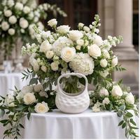 Vase en céramique texturé mat blanc cassé martelé et moucheté pour arrangements floraux, décoration de table et d'intérieur (vente en gros)