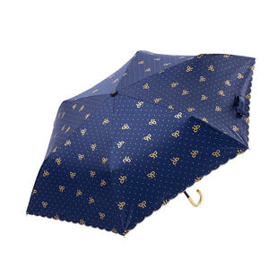 ร่มกันแดดกันฝนแบบสามพับ Leia แบบเปิดด้วยมือ โครงไฟเบอร์ สำหรับเดินทาง ลายสีน้ำเงินทอง ป้องกันรังสียูวีสำหรับผู้หญิง - Product Image 5