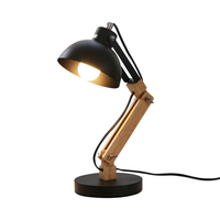 Lampe de bureau classique pour l'étude, lampe de lecture rétro avec bras en bois, abat-jour en métal blanc ou noir