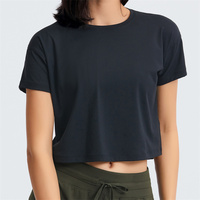 Modèles d'explosion à séchage rapide moulant t-shirt court en gros décontracté ample Sport Gym haut court femmes