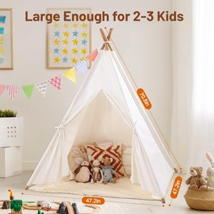 Blanco Beige Dormitorios Tiendas de campaña Sleepover Niño Tienda de campaña interior Niños Niñas Juguete Casa de juegos de madera para niños - Product Image 2