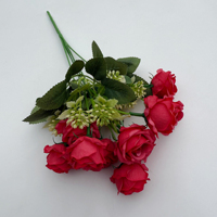 Bouquet de 10 roses artificielles en soie pour mariage et décoration intérieure