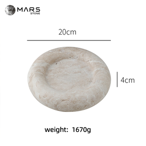 นอร์ดิกธรรมชาติหิน Travertine งานฝีมือรูปไข่ซีเมนต์กลิ้งสูบบุหรี่หินอ่อนหินถาดชา - Product Image 5