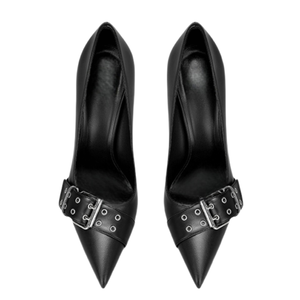 Zapatos de tacón alto delgados con hebilla frontal, talla grande 47, para mujer, con punta fina, estilo stiletto, básicos, para pies anchos, para noche. - Product Image 4