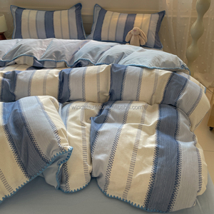 Funda nórdica de algodón con esquema de Color Polar azul glaciar, estilo nórdico Simple, 4 en 1 juego de cama, patrón de costura - Product Image 2