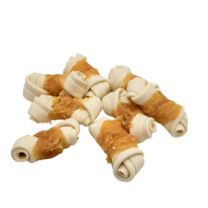 Friandise à mâcher longue durée pour chiens, bio, riche en protéines, sans céréales, écologique, en os noués enveloppés de poulet, pour nettoyer les dents - Product Image 3