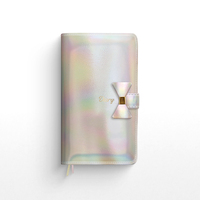 Agenda holographique en PU Miss Anne Lister Secret Diaries 2023, agenda personnalisé mignon avec nœud papillon, cadenas et coins arrondis