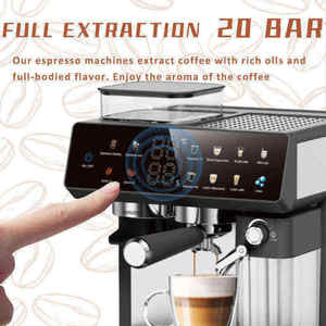 Machine à café expresso semi-automatique à écran tactile, boîtier en acier inoxydable, fonctions programmables, portable pour la maison, 20 bars de pression - Product Image 5