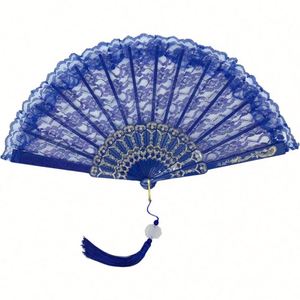 Abanicos Plegables de Plástico Pintados de Estilo Tradicional, Portátiles, para Bodas, Bailes, Festivales, Artesanías, Diseño de Encaje Tallado con Ángel - Product Image 4