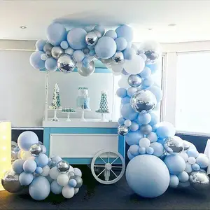 Popular nuevo diseño azul de látex blanco globo guirnalda arco cumpleaños boda decoración fiesta