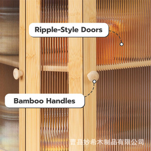 Boîte à pain en bambou à double compartiment avec portes en verre pour l'organisation du pain et des pâtisseries dans la cuisine - Product Image 5