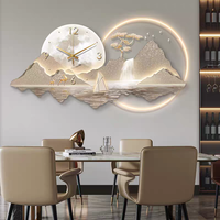 Peinture murale moderne en acrylique et porcelaine avec horloge murale silencieuse, art mural contemporain à LED, décoration pour hôtel et maison