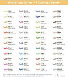 <span class=keywords><strong>Marcadores</strong></span> <span class=keywords><strong>Ohuhu</strong></span> con Punta de Pincel, <span class=keywords><strong>Marcadores</strong></span> de Alcohol de Tono Medio, 48 Colores - Product Image 3