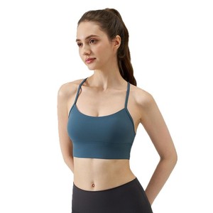 Nuovo <span class=keywords><strong>Reggiseno</strong></span> Sportivo da Donna in Nylon 100% con Spalline Sottili e Design Sexy sulla Schiena, Traspirante e Effetto Nudo, Stile <span class=keywords><strong>Canotta</strong></span> Media per Yoga e Palestra - Product Image 2