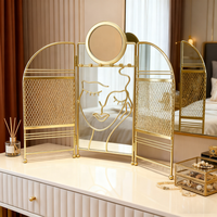 Moderne élégant or métal artistique 3-panneau bijoux organisateur écran vanité coiffeuse décor stockage