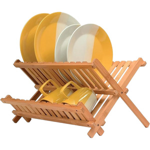 Bamboo Drain <b>Rack</b> X-Shaped Quick Dry <b>Dish</b> <b>Rack</b> Kitchen Dining Room Storage <b>Rack</b> - Product Image 2