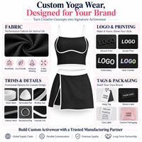 Nouveau Fitness Sports Vêtements Ensembles Contraste Couleur Yoga Débardeur Soutien-Gorge Jupes Costume Golf Tennis Jupe 2 Pièces Ensemble Femmes