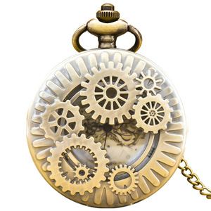 Diversi modelli catena pendente quarzo bronzo cassa orologio 47MM ingranaggio orologi da tasca cavi - Product Image 4