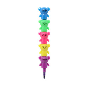 Crayons de cire créatifs en plastique pour enfants, mini-crayons empilables de couleur, style dessin animé - Product Image 2