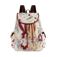 Sac à dos ethnique grande capacité pour femme, brodé éléphant et chat, en toile, fermeture éclair, 20-35L, idéal voyage