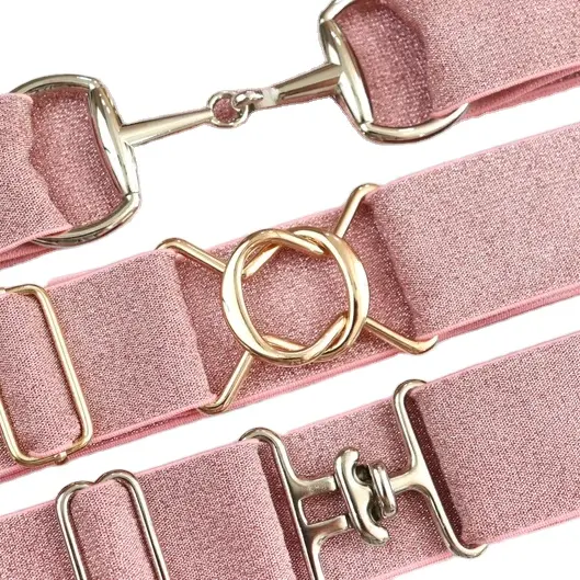 Kids Pink Sparkly Belt 1.5 inch Shimmer Elastic Equestrian Belt Surcingle Buckle