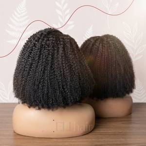 Perruques Bob Courtes en Cheveux Humains Brésiliens Bouclés <span class=keywords><strong>Afro</strong></span> Kinky, Sans Colle, avec Fermeture en Dentelle HD Complète 4x4 5x5 7x7, Vente en Gros - Product Image 2