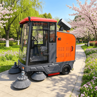 Nouvelle balayeuse électrique autoportée ConTour 48V, largeur de nettoyage 1900 mm, vitesse 16000 m/h, haute efficacité pour parcs industriels