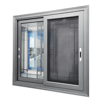 Fenêtres coulissantes en aluminium à double vitrage, ouverture horizontale à 3 rails, design moderne, avec moustiquaire en acier inoxydable
