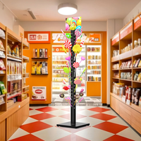 Présentoir en métal en gros de sucrerie d'arbre de sucette avec la surface enduite de poudre pour la vente au détail de supermarché
