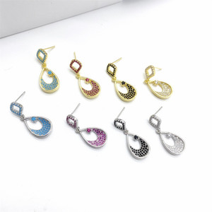 Boucles d'oreilles pendantes en argent sterling S925, micro-pavé de diamants, bijoux de fête pour femmes, boucles d'oreilles tendance, design géométrique en forme de U - Product Image 2