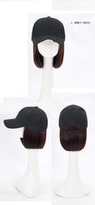 Chapeau perruque intégré femmes <span class=keywords><strong>cheveux</strong></span> courts mode casquette Simulation <span class=keywords><strong>cheveux</strong></span> bob perruque chapeau - Product Image 3