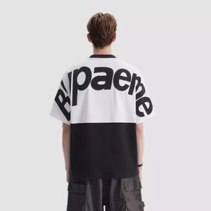 カスタムメンズコットンTシャツカラーブロックオーバーサイズ半袖クルーネックグラフィックプリントストリートウェアヒップホップTシャツ卸売業者 - Product Image 3