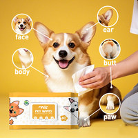 Lingettes pour animaux de compagnie en polyester à l'extrait d'arbre à thé, pour le nettoyage des oreilles et de la bouche, à usage quotidien sûr, en gros et en stock