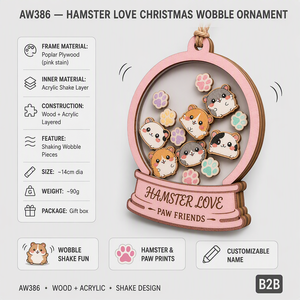 Ornamento Natalizio Oscillante a Forma di Criceto |   Strati Acrilici in Compensato di Pioppo |   Decorazione Natalizia per Animali Domestici |   <span class=keywords><strong>Nome</strong></span> Personalizzabile - Product Image 6