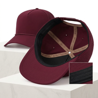New Fashion Custom PVC Patch Logo 5 Panel Waterproof Polyester Sport Golf Hat Laser Cut Perforated Dad Gorras Rope Baseball Cap