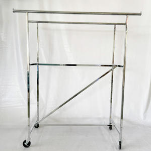 डबल रेल एच परिधान रैक स्टोर कपड़ों के लिए भारी शुल्क क्रोम कपड़े रैक - Product Image 2