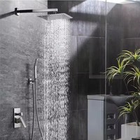 Système de panneaux de douche encastrés avec mitigeur thermostatique en laiton intégré et ensemble de robinetterie de douche pour salle de bain